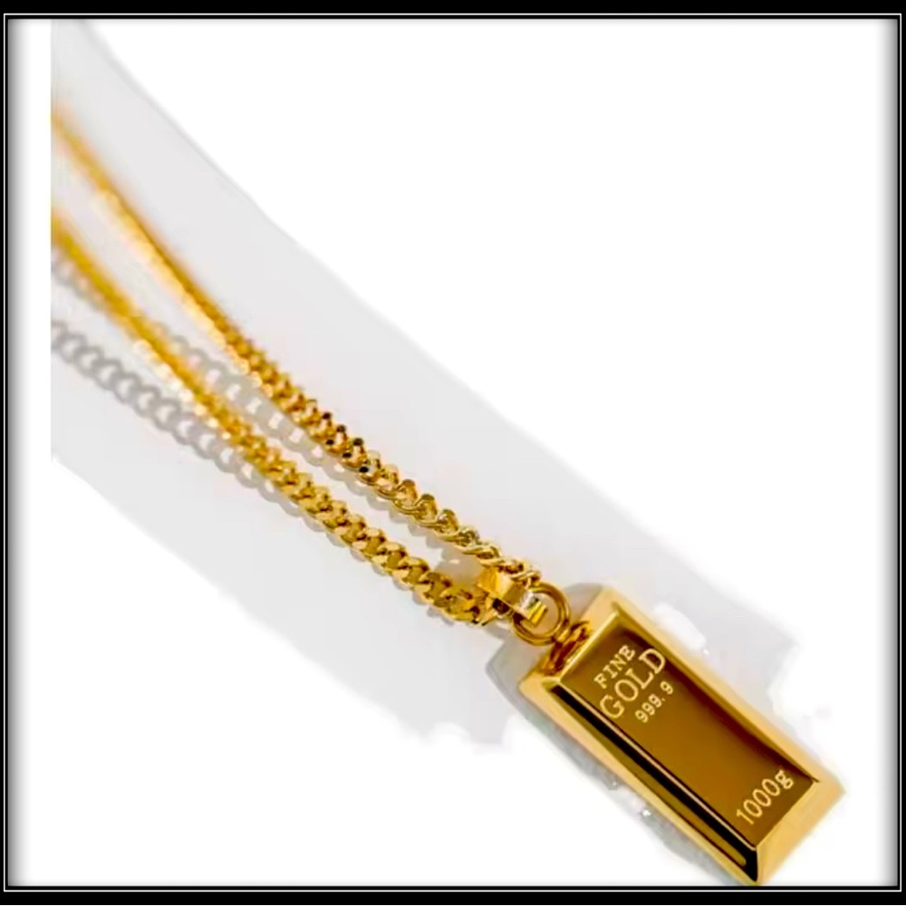 New Boss bullion block icon entrepreneur status rich cash gold digger necklace
